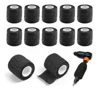 mizikuu 12 Piezas Cubierta de Agarre De Tatuaje, Cinta Tatuaje de Agarre de Tatuaje 5cm x 4,5m Vendaje Adhesivo Tubo de Agarre De Mango Para Accesorios De Agarre De Máquina De Tatuaje, Negro