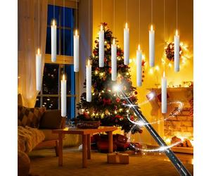 mizikuu 12 Piezas Velas Flotantes con Varita, Velas Mágicas con Control Remoto LED Floating Candles Sin Llama Velas Mágicas para Colgar Decoración de Bruja Regalos para Niños Navidad Halloween