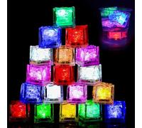 mizikuu 18 PCS Cubitos de Hielo LED, Multicolor Luces Bebidas Cubitos de Hielo con Sensor de Líquido Cubos de Hielo con Luz de Neón Decoración para Fiesta, Boda, Club, Bar