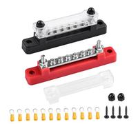mizikuu 2 Piezas Bloques de Distribución de Energía, 12V-48V DC 150 A BusBar con 6 x M4 Pernos de Terminal y 12x Terminales Conexión Caja Distribución Barra Colectora Cobre para Barco Coche Camiones
