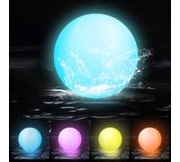 mizikuu 2 Piezas Luces Flotantes, 16'' Pelota de Playa Inflable IP68 Impermeable con Luz Led 16 RGB Piscina Bañera Luz Pelotas de Playa Hinchable Bola Brillante para Fiestas en la Piscina y Playa