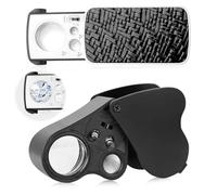 mizikuu 2 Piezas Lupa de Joyería, Lupa Portátil de Bolsillo con Luz LED y Luz UV Lupa de Joyería Plegable De Metal 30x 60x 90x Lupa De Ojo De Joyeros Iluminada para Diamantes, Gemas, Monedas, Sellos