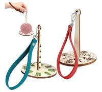 mizikuu 2 Piezas Soporte para Hilo de Muñeca, Soporte para Hilo De Lana Ø10cm Portátil Rotación 360° Porta Hilo Madera con Correa para Muñeca Evita Que Los Hilos Enreden y Desalineen