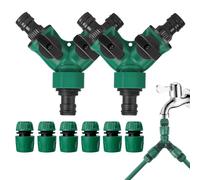 mizikuu 2 Unidades de 3/4 Distribuidor de Agua de 2 Vías, Distribuidor en Y con 6 1/2 Conectores de Manguera Separador de Grifo de Agua con Válvula Adecuado para Paisajismo Horticultura, Cultivo Riego