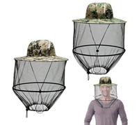 mizikuu 2PCS Sombrero de Apicultor, Plegable Sombrero de Mosquitera Gorro Apicultor con Mosquitera para Apicultura Sombrero de Sol Anti Insectos Mosquitos para Pesca, Camping, Caza, Montañismo