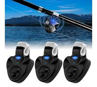 mizikuu 3 indicadores electrónicos de mordida, LED con luz LED con sensor de movimiento, luz nocturna con punta de caña de pescar con clip, alarma para pesca