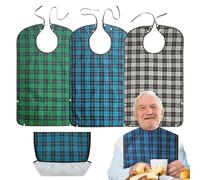 mizikuu 3 Piezas Baberos Impermeables para Adultos, Baberos Lavables con Recogemigas Reutilizables Grandes Corchetes Ajustables Duraderos para Hombres Mujeres Personas Mayores con Discapacidad