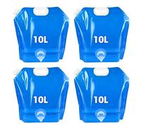 mizikuu 4 bidones de agua plegables de 10 l, bidón de agua potable con tapa hermética y grifo, bidón de agua flexible, reutilizable, sin BPA, bolsa de agua para exteriores, camping, senderismo