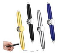 mizikuu 4 Piezas Fidget Pen Con Luz Led, Bolígrafo Giratorio De Metal Multifuncional Ayuda a Pensar y Aliviar El Estrés Bolígrafo Spinner Para Adultos, Estudiantes, Niños