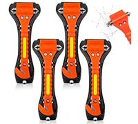 mizikuu 4 Piezas Martillo de Seguridad para Coche, 2 en 1 Rompe Cristales y Cinturones Cortador Cinturon de Seguridad Afilado para Martillo De Emergencia Kit de Rescate y Supervivencia con Silbato