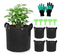 mizikuu 5 Piezas Bolsas de Plantación, 25 L Saco Plantas Bolsa de Cultivo no Tejida Maceta de Cultivo con asa Reutilizable Macetas de Tela para Patatas Tomates Fresas Pimientos Zanahorias