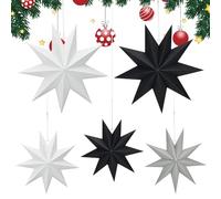 mizikuu 5 Piezas Estrella Navidad Papel, Papel de Linterna de Estrella 3D Estrellas De Papel Adornos Navidad Estrella para Navidad, Año Nuevo, Boda, Cumpleaños, Fiesta Decoración del Hogar