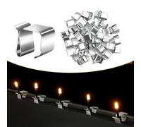 mizikuu 50 PCS Ganchos para canalones, clips de luz de Navidad de acero inoxidable ganchos para canalones de techo para Exteriores Cadena de Luces