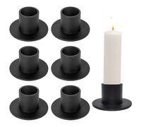 mizikuu 6 Piezas Portavelas Negro,Candelabros de Hierro de Diseño Vintage Mate Aptos para Celas 2CM de Diámetro Candelero Redondo Portavelas de Pilar ara el Salón Fiestas Navidad Bodas etc