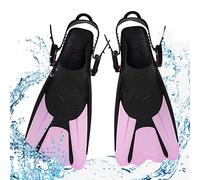 mizikuu Aletas Ajustables, Aletas de Snorkel Antideslizante Material Suave de TPR Tallas 39-43 Frog Aleta Cortas de Buceo para Natación Entrenamiento Niños y Adultos Unisex, Rosa , L