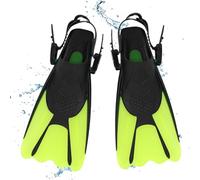 mizikuu Aletas de Snorkel, Aletas Ajustables Talla 34-38 Aletas de Natación Cortas con Talón Abierto Cómodo y Transpirable Aletas para Unisex para Nadar Bucear Entrenamiento, Verde, S