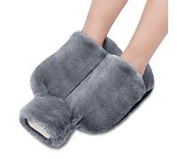 mizikuu Bolsa de agua caliente para pies, 2 l, sin electricidad, 2 en 1, botella caliente para pies, cómoda bolsa de calor, calentador de pies, saco de pies para mujer/hombre/adulto, 38 x 32 cm, gris