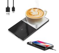 mizikuu Calentador de Café, 55 °C Temperatura Constante Calentador de Taza de Bebida Eléctrico 2 en 1 con Carga inalámbrica para Uso Doméstico en La Oficina Café, Bebidas