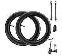 mizikuu Cámara de Aire, 2 Piezas 10x2,5 Tubo Interior para Rueda de Patinete Eléctrico, Repuesto de Neumático de Goma con Válvula de 45°, con 2 Bastones Neumáticos + 1 Funda Soporte, Negro