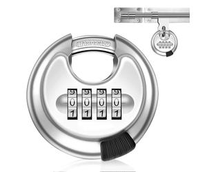 mizikuu Candado Circular, Candado circular de acero inoxidable Candado Redondo Resistente al Agua Candado de disco con llave para Galpones Garajes Almacenes Cercas Puerta Exterior