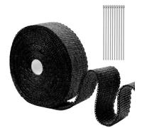 mizikuu Cinta Anticalorica Escape, 10M Cinta Anticalorica Térmica para Motocicleta en Fibra de Vidrio con 10 Bridas Metálicas Cinta Anticalorica Escape para Colectores de Escape de Moto y Coches