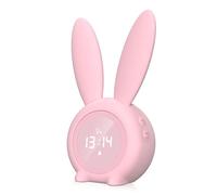 mizikuu Despertador Infantil, Reloj Despertador de Conejo Despertador LED Recargable Función de Repetición para Dormitorio Mesita de Noche Estudiantes Niñas Y Niños (Rosa)