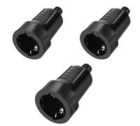 mizikuu Enchufe Hembra, 3 Piezas Acoplamiento de Contacto De Protección Con Protección Contra Torceduras Conectores De Protección De Contacto Acoplamiento Schuko De Goma, Negro, 250V, 16A, IP44