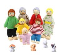mizikuu Familia de Muñeca de Madera, 7 Piezas Conjunto de Personajes con 4 Perro para Casa de Muñecas Accesorios para Casa de Muñecasm Marionetas para Juegos De rol Regalo para Niños.