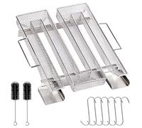 Mizikuu - Generador de humo frío con asa, generador de humo frío de acero inoxidable con 6 ganchos para carne + 2 cepillos de limpieza, horno para ahumar, reutilizable (22.5 x 21 x 4 cm)