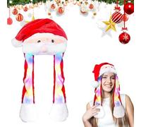 mizikuu Gorro de Navidad de Peluche Mueve Orejas, Animal Oreja Sombrero Peluche Gorra Sombrero de Conejito con Movimiento Atractivo Gorro Navideño con luces para Juegos de rol,Regalos de Cumpleaños