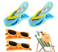 mizikuu Grandes Playa Toalla Clips, 4 Piezas Pinzas de Toalla de Playa Resistentes Clips de Toalla Forma de Zapatilla Pinzas Plástico Fuerte al Viento para Toallas, Edredones, Toallas de Baño,Playa