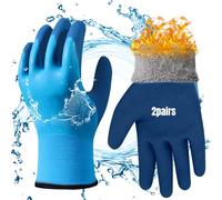 mizikuu Guantes de trabajo invierno, 2 pares guantes de montaje doble capa de nailon aislados térmicos Guantes Mecánico impermeables para jardín, hielo, nieve, coche, clima frío