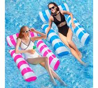 mizikuu Hamaca Flotante, 4 en 1 Colchoneta Piscina Tumbona Plegable Hamaca de Agua Cama Flotante Portátil e Inflable Hinchable Colchón de Aire para Piscina, Jardín,Hijos, Adultos