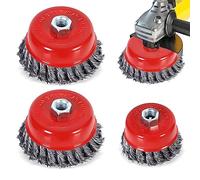 mizikuu Juego Cepillo Metalico Cónico, 4 Piezas Cepillos Abrasivos Cepillo de Alambre Forma de Copa para M14, Diámetro de 75 mm y 100 mm para Eliminación de óxido, Corrosión