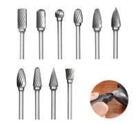 mizikuu Juego de Fresas Rotativas de Carburo de Tungsteno, 10 Piezas Fresas Metal Duro con Vástagos de 1/8" Fresas Giratorias De Tungsteno Para Herramienta Giratoria para Grabado, Pulido de Metales