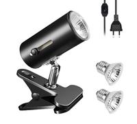 mizikuu Lámpara Calor Tortugas, E27 Lámpara Calefactora Reptiles con 2 Bombillas UVA UVB de 50W y Abrazadera Giratoria de 360° Temperatura Ajustable para Anfibios Lagartos Serpientes Camaleones Araña