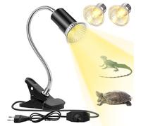 mizikuu Lámpara para Tortuga, Lámpara de Reptiles y Anfibios con 2 Bombillas de Luz Solar UVA UVB 50W Temperatura Ajustable 360° Giratorio Lampara para Tortuga, Lagartos, Serpientes, Camaleones