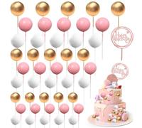 mizikuu Mini Globo Palos de Pastel, 45 Piezas Bolas Cake Topper de Espuma Decoración Tarta de Bolas Inserción de Pastel DIY para San Valentín Cumplaeños, Horneado Cupcake Decoración Suministros