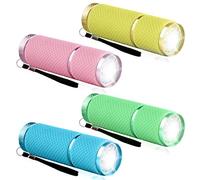 mizikuu Mini Linterna LED, 4 Piezas Linterna Infantil Ahorro De Energía Impermeable Aluminio Linterna Práctica Portáti Multi Colores Ciclismo Camping Montañismo Linternas Recubiertas de Gom