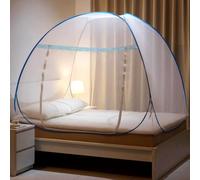 mizikuu Mosquitera plegable para cama individual, fácil de instalar, ligera y transpirable, 120 x 200 cm, borde azul