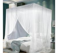 mizikuu Mosquiteras para Camas Grandes 200 x 220 x 210 cm, Mosquitera de Cama para Cama Doble Universal Mosquitera Cuadrada para Interior y Exterior para la mayoría de los Tipos de Cama-Blanca