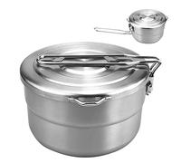 mizikuu Olla de Camping de 1,5 L, sarten Camping de Gran Capacidad con Tapa y asa Plegable Olla de Campamento de Acero Inoxidable Utensilios para Hoguera De Viaje Platos De Picnic Senderismo
