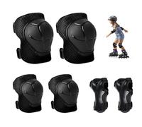 mizikuu Protecciones Patines Set, 6 Piezas Protecciones Skate y Patines Niño Infantil Consta de Rodilleras Coderas y Muñequeras para Bicicleta Monopatín para Niños Edad 3 a 8 años, Negro