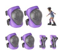 mizikuu Protecciones Patines Set, 6 Piezas Protecciones Skate y Patines Niño Infantil Consta de Rodilleras Coderas y Muñequeras para Bicicleta Monopatín para Niños Edad 3 a 8 años, Morado