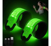 mizikuu Pulsera recargable LED, 2 unidades de pulseras luminosas reflectantes LED con USB, tres modos de iluminación, bandas luminosas, bandas luminosas, unisex, para correr por la noche, ciclismo,