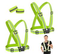 mizikuu Seguridad Chaleco Reflectante Set, 2 Piezas Chaleco de Seguridad Correr 2 Piezas Brazalete Reflectante Ajustable Chaleco Fluorescencia para Correr, Senderismo, Ciclismo, Carreras, Motorista
