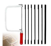 mizikuu Sierra de Marquetería con 7 Hojas 14 18 24 Dientes, Arco para Metal y Madera Giratorio 360 Grados Segueta de Mano Cortes Precisos para Calar Sierra Proyectos Plástico Madera