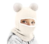mizikuu Sombrero Bebé Invierno, Bufanda con Capucha Punto Caliente Gorros con Pompón Doble Lindos Pasamontañas de Lana Balaclava para Niño Niña Libre 2-7 Años Infantil