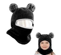 mizikuu Sombrero Bebé Invierno, Bufanda con Capucha Punto Caliente Gorros con Pompón Doble Lindos Pasamontañas de Lana Balaclava para Niño Niña Libre 2-7 Años Infantil