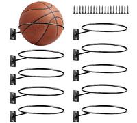 mizikuu Soporte de Pared para Balones de Exhibición, 10 Piezas Metal Soporte de Exhibición de Pelota y 20 Tornillos Universal Soporte de Pelota para Baloncesto, Fútbol, Rugby, Voleibol, Pantalla